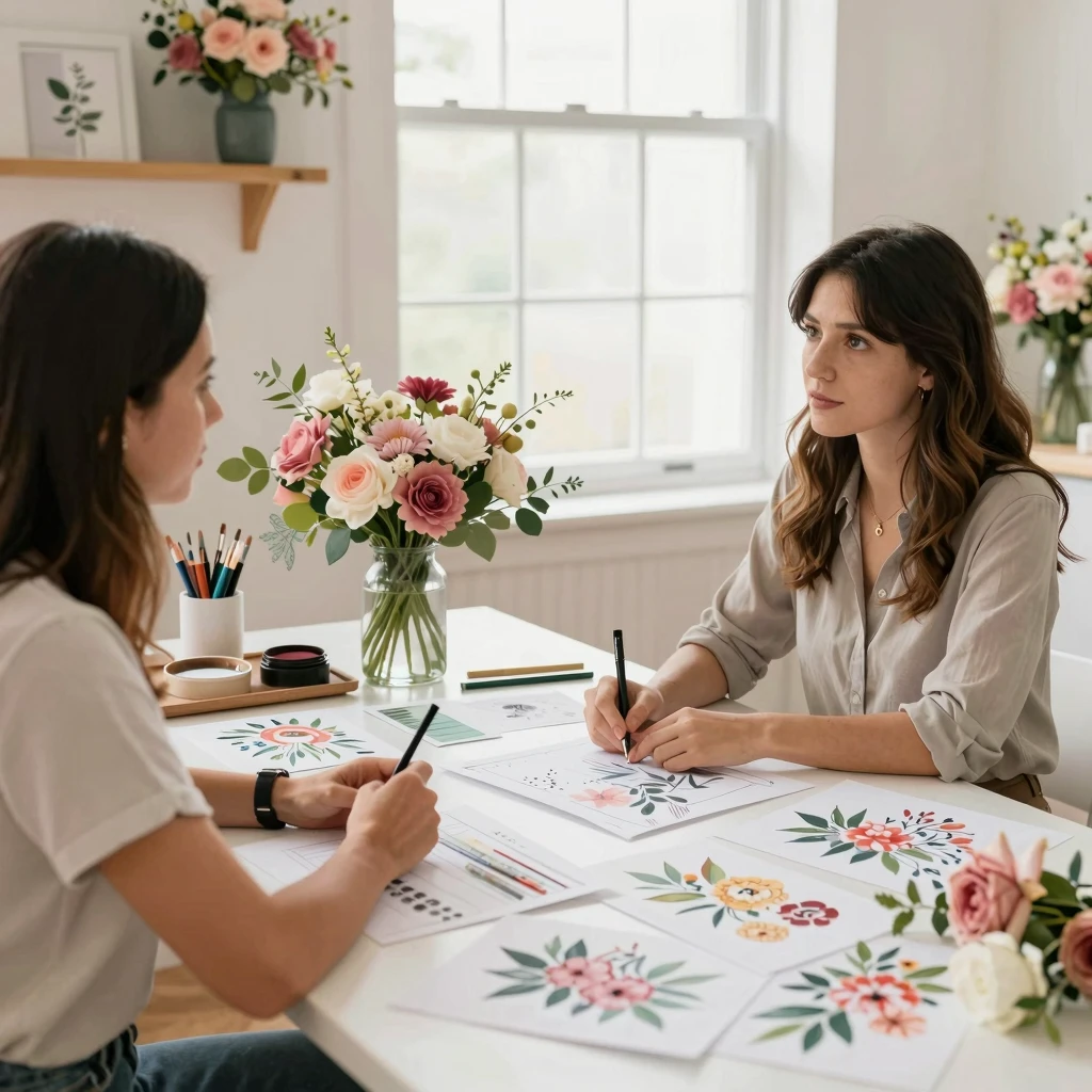 Floral consultation meeting with designer