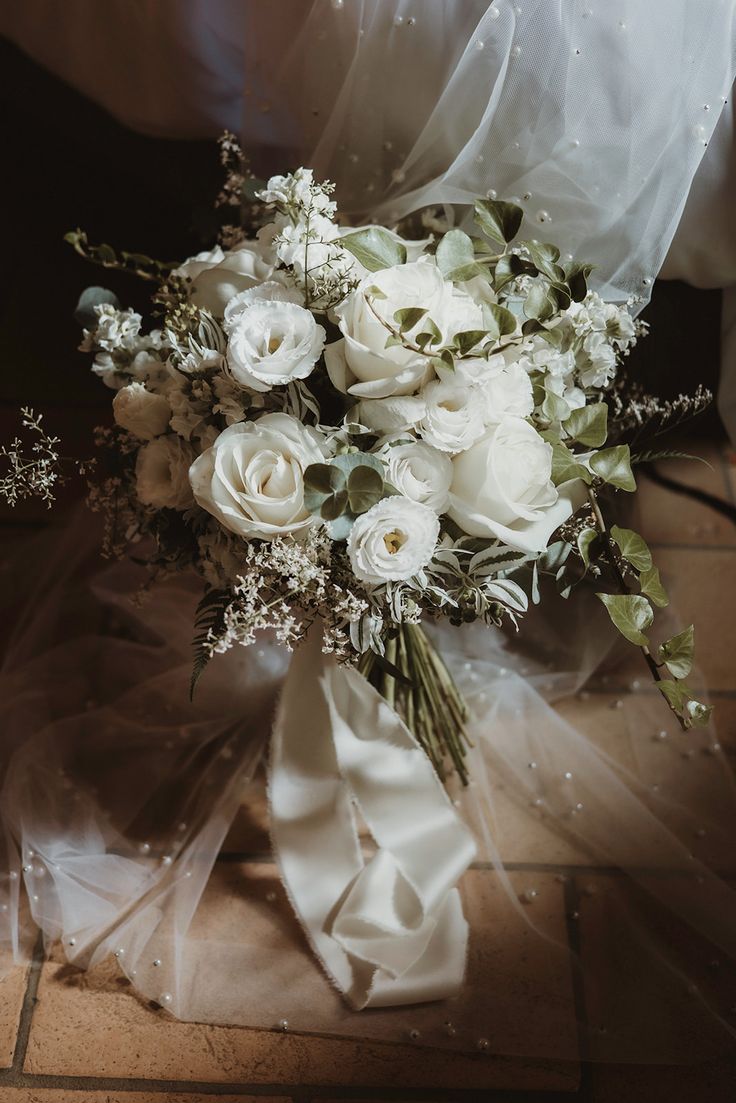 Ethereal Garden luxury bouquet with white roses and greenery