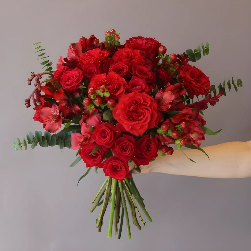 Crimson Passion bouquet with deep red roses